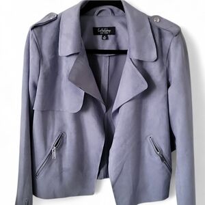 CoffeeShop Womens Medium Gray Suede Blazer